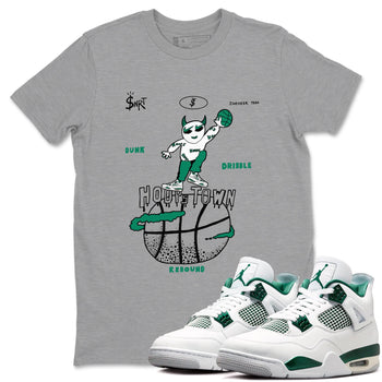 4s Oxidized Green shirts to match jordans Hoops Town sneaker match tees Air Jordan 4 Oxidized Green SNRT Sneaker Tees streetwear brand Heather Grey 1 unisex cotton tee