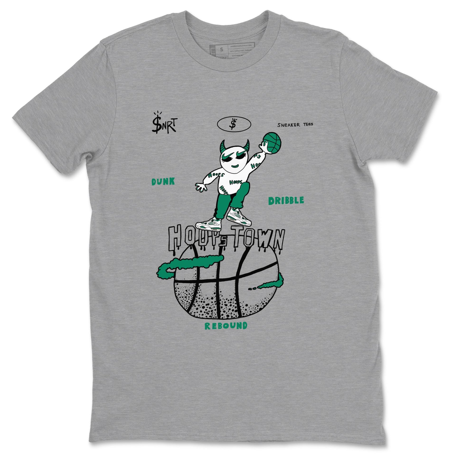 4s Oxidized Green shirts to match jordans Hoops Town sneaker match tees Air Jordan 4 Oxidized Green SNRT Sneaker Tees streetwear brand Heather Grey 2 unisex cotton tee