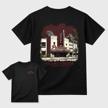 Hotel Paradiso Graphic T-Shirt sneaker match tee designed for the 3s Burgundy Bin 23, featuring coordinated color options for a perfect streetwear match. Black shirt.