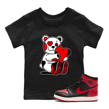 1s '85 Bred shirts to match jordans Hugging Bear best t shirts to wear with jordans AJ1 Retro High OG '85 Bred match shoes to clothes SNRT Sneaker Tees Youth Baby Black 1 tee