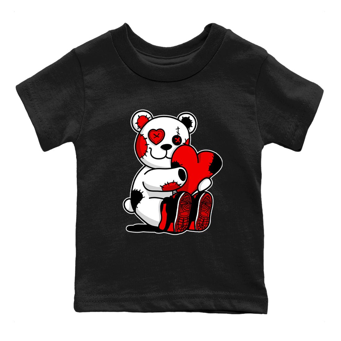 1s '85 Bred shirts to match jordans Hugging Bear best t shirts to wear with jordans AJ1 Retro High OG '85 Bred match shoes to clothes SNRT Sneaker Tees Youth Baby Black 2 tee