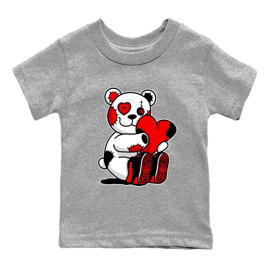1s '85 Bred shirts to match jordans Hugging Bear best t shirts to wear with jordans AJ1 Retro High OG '85 Bred match shoes to clothes SNRT Sneaker Tees Youth Baby Heather Grey 2 tee
