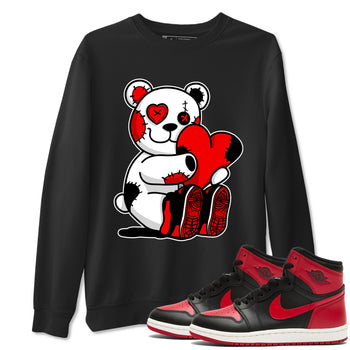 1s '85 Bred shirts to match jordans Hugging Bear best t shirts to wear with jordans AJ1 Retro High OG '85 Bred match shoes to clothes SNRT Sneaker Tees unisex cotton Black 1 shirts