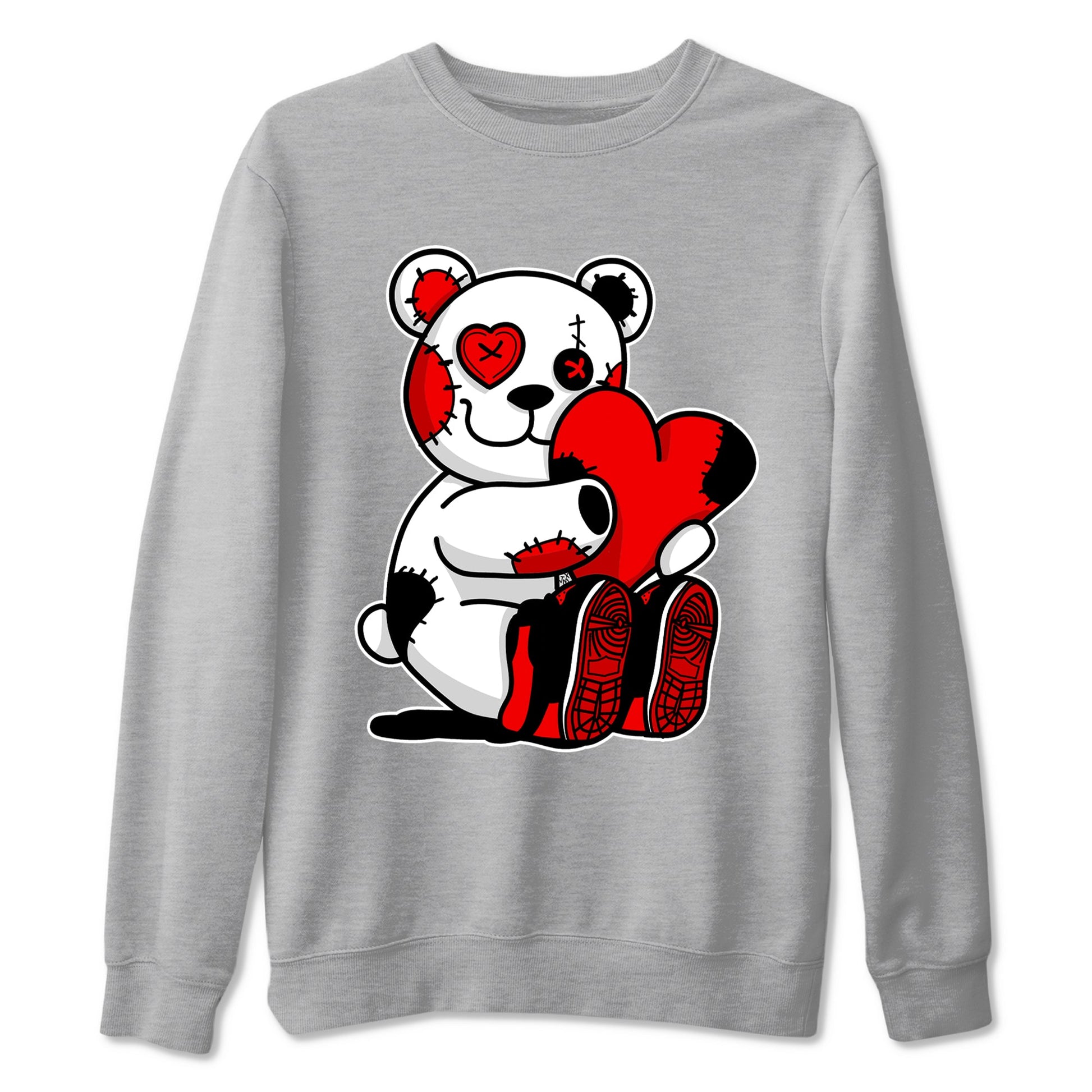 1s '85 Bred shirts to match jordans Hugging Bear best t shirts to wear with jordans AJ1 Retro High OG '85 Bred match shoes to clothes SNRT Sneaker Tees unisex cotton Heather Grey 2 shirts