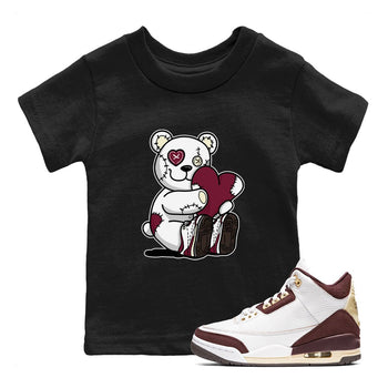 AJ3 A Ma Maniere x Burgundy Crush shirts to match jordans Hugging Bear sneaker match tees A Ma Maniere X Air Jordan 3 Burgundy Crush streetwear brand Baby and Youth Black 1 cotton tee