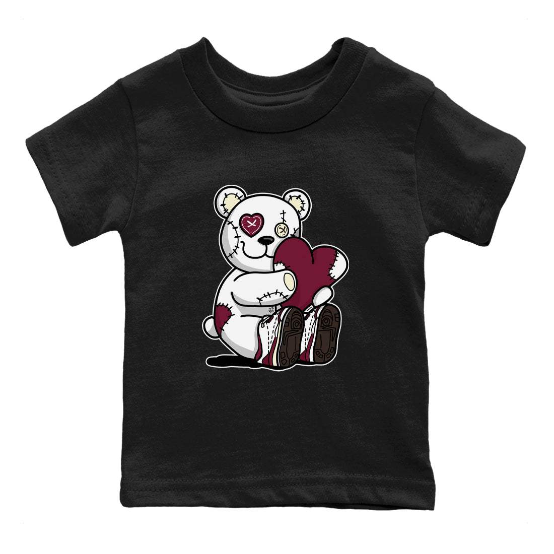 AJ3 A Ma Maniere x Burgundy Crush shirts to match jordans Hugging Bear sneaker match tees A Ma Maniere X Air Jordan 3 Burgundy Crush streetwear brand Baby and Youth Black 2 cotton tee