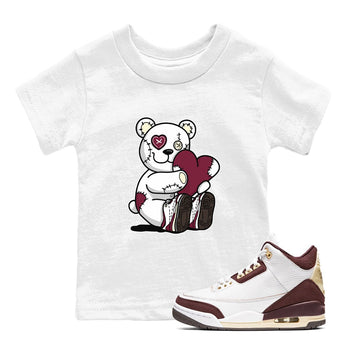 AJ3 A Ma Maniere x Burgundy Crush shirts to match jordans Hugging Bear sneaker match tees A Ma Maniere X Air Jordan 3 Burgundy Crush streetwear brand Baby and Youth White 1 cotton tee