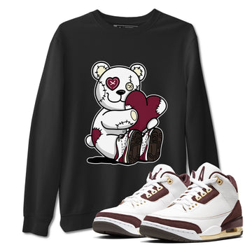 AJ3 A Ma Maniere x Burgundy Crush shirts to match jordans Hugging Bear sneaker match tees A Ma Maniere X Air Jordan 3 Burgundy Crush streetwear brand Black 1 unisex cotton tee