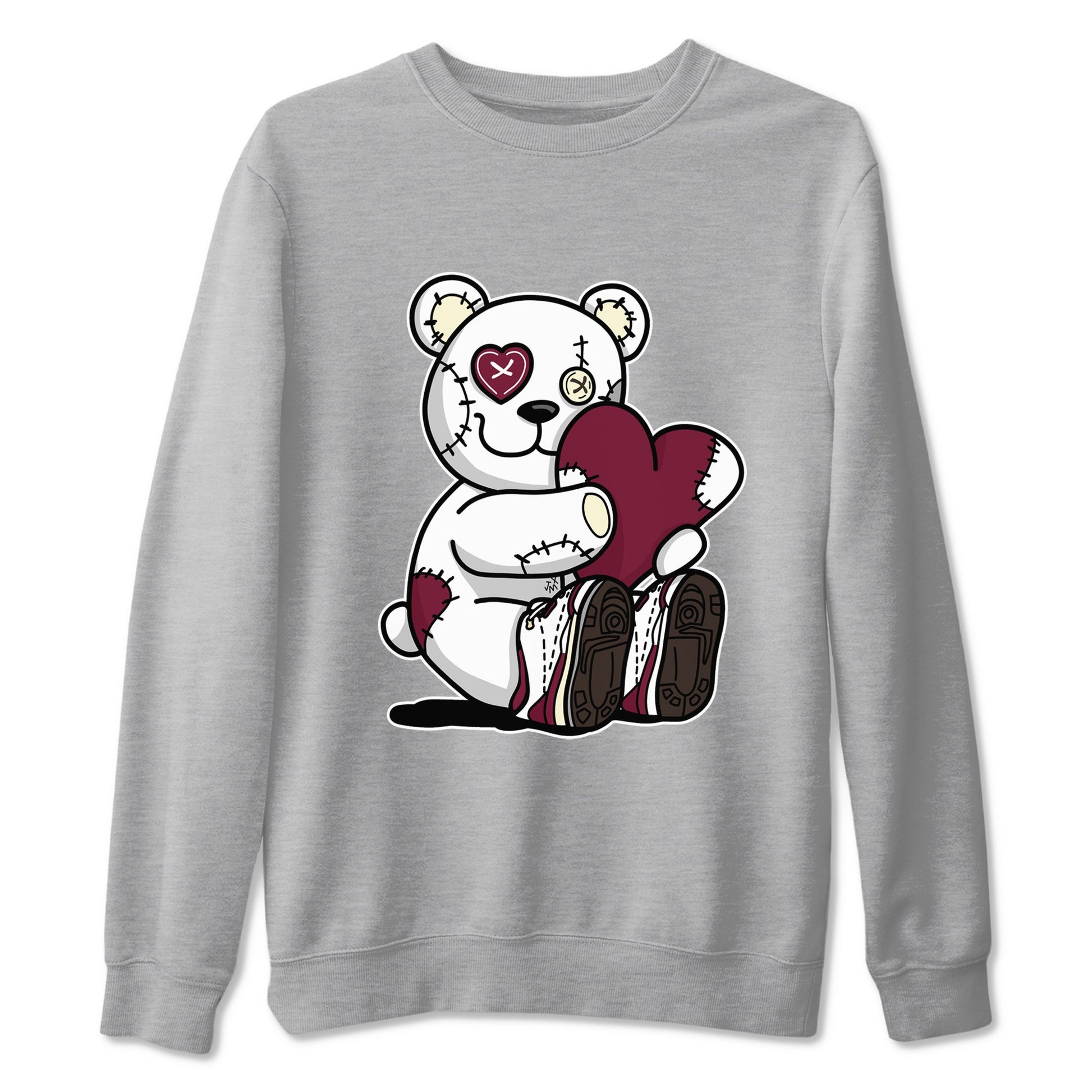 AJ3 A Ma Maniere x Burgundy Crush shirts to match jordans Hugging Bear sneaker match tees A Ma Maniere X Air Jordan 3 Burgundy Crush streetwear brand Heather Grey 2 unisex cotton tee