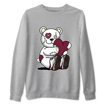 AJ3 A Ma Maniere x Burgundy Crush shirts to match jordans Hugging Bear sneaker match tees A Ma Maniere X Air Jordan 3 Burgundy Crush streetwear brand Heather Grey 2 unisex cotton tee