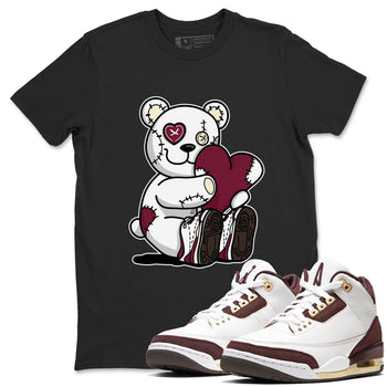 AJ3 A Ma Maniere x Burgundy Crush shirts to match jordans Hugging Bear sneaker match tees A Ma Maniere X Air Jordan 3 Burgundy Crush streetwear brand Black 1 unisex cotton tee