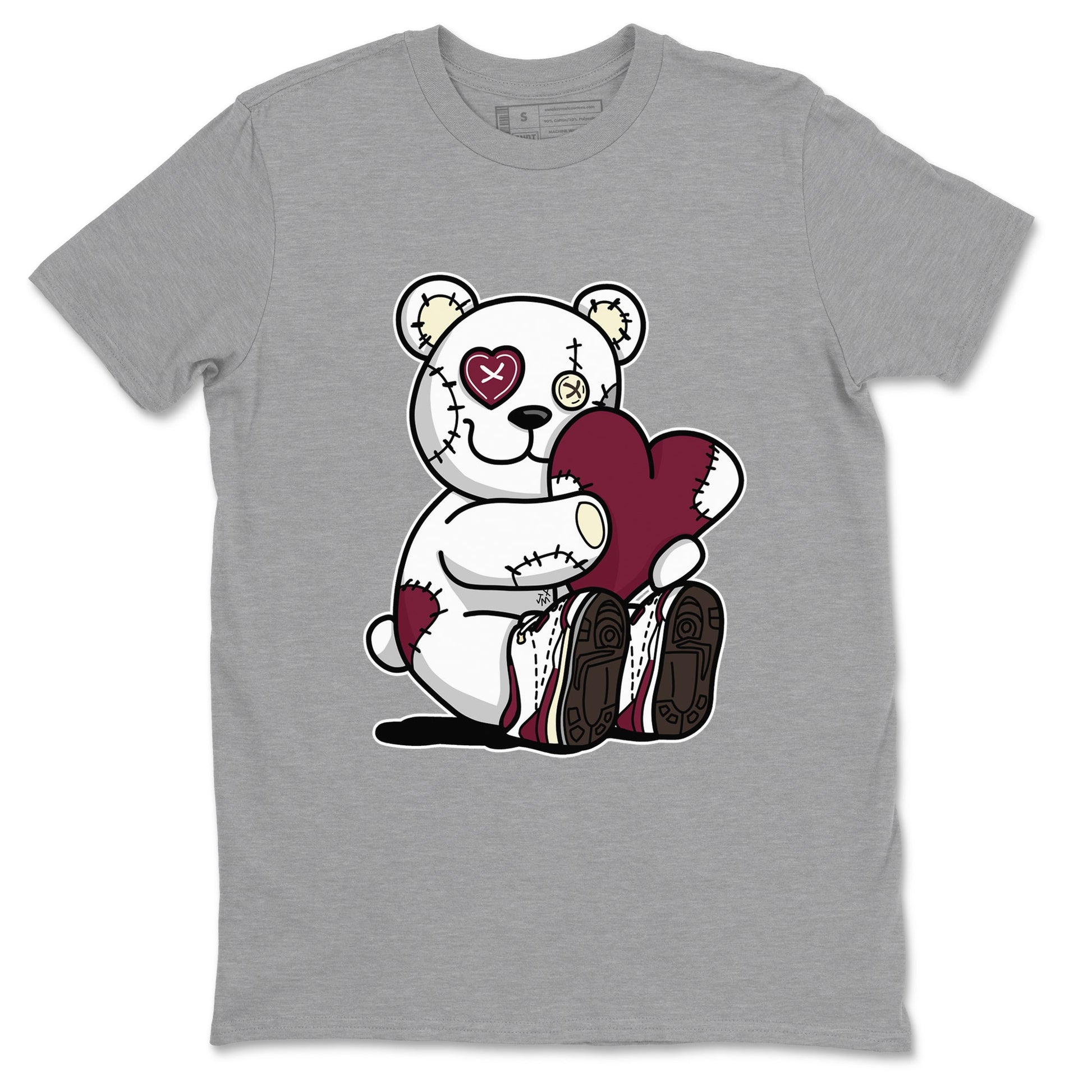 AJ3 A Ma Maniere x Burgundy Crush shirts to match jordans Hugging Bear sneaker match tees A Ma Maniere X Air Jordan 3 Burgundy Crush streetwear brand Heather Grey 2 unisex cotton tee