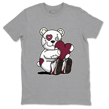 AJ3 A Ma Maniere x Burgundy Crush shirts to match jordans Hugging Bear sneaker match tees A Ma Maniere X Air Jordan 3 Burgundy Crush streetwear brand Heather Grey 2 unisex cotton tee
