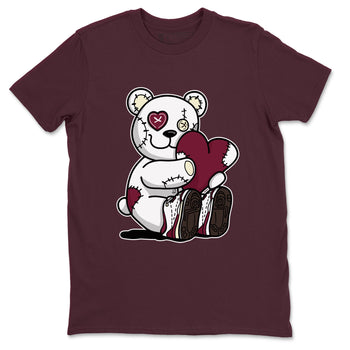 AJ3 A Ma Maniere x Burgundy Crush shirts to match jordans Hugging Bear sneaker match tees A Ma Maniere X Air Jordan 3 Burgundy Crush streetwear brand Maroon 2 unisex cotton tee