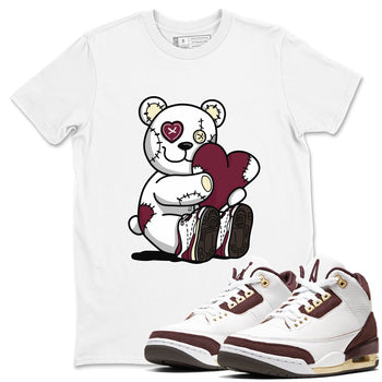 AJ3 A Ma Maniere x Burgundy Crush shirts to match jordans Hugging Bear sneaker match tees A Ma Maniere X Air Jordan 3 Burgundy Crush streetwear brand White 1 unisex cotton tee