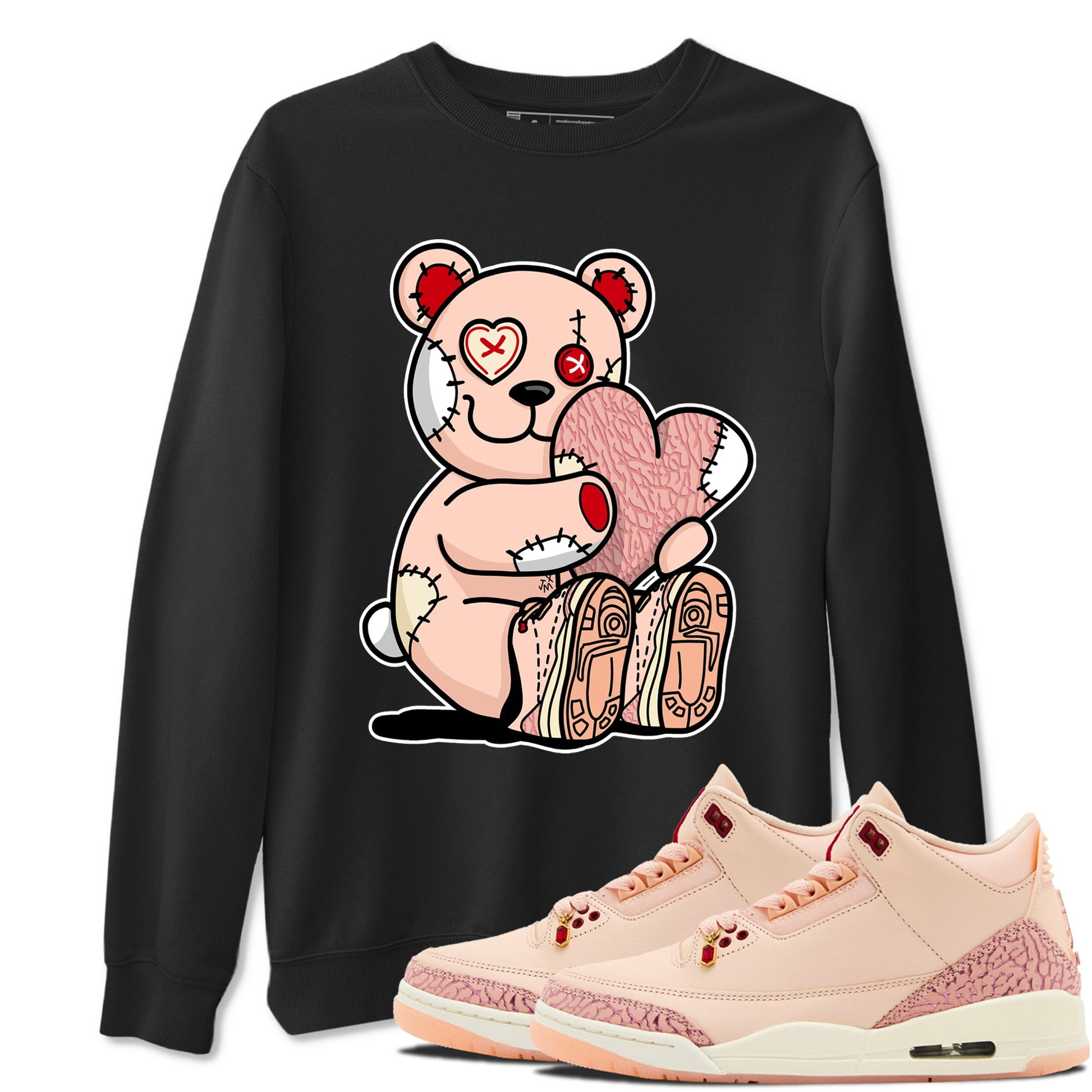 3s Valentines Day shirts to match jordans Hugging Bear best t shirts to wear with jordans Air Jordan 3 Valentines Day match shoes to clothes SNRT Sneaker Tees unisex cotton Black 1 shirts