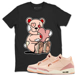 3s Valentines Day shirts to match jordans Hugging Bear best t shirts to wear with jordans Air Jordan 3 Valentines Day match shoes to clothes SNRT Sneaker Tees unisex cotton Black 1 shirts