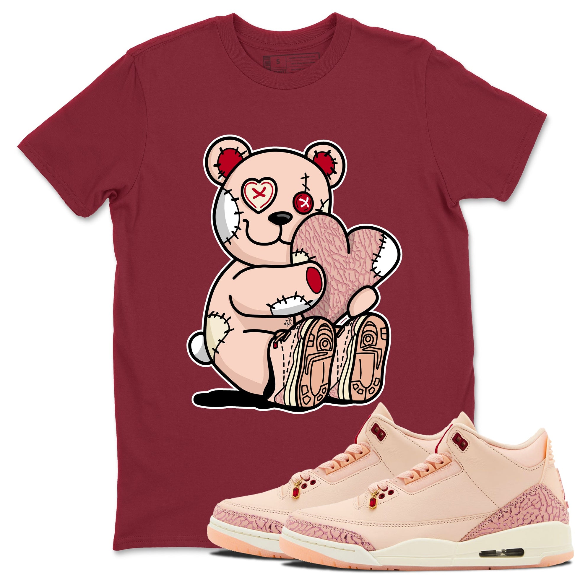 3s Valentines Day shirts to match jordans Hugging Bear best t shirts to wear with jordans Air Jordan 3 Valentines Day match shoes to clothes SNRT Sneaker Tees unisex cotton Cardinal 1 shirts