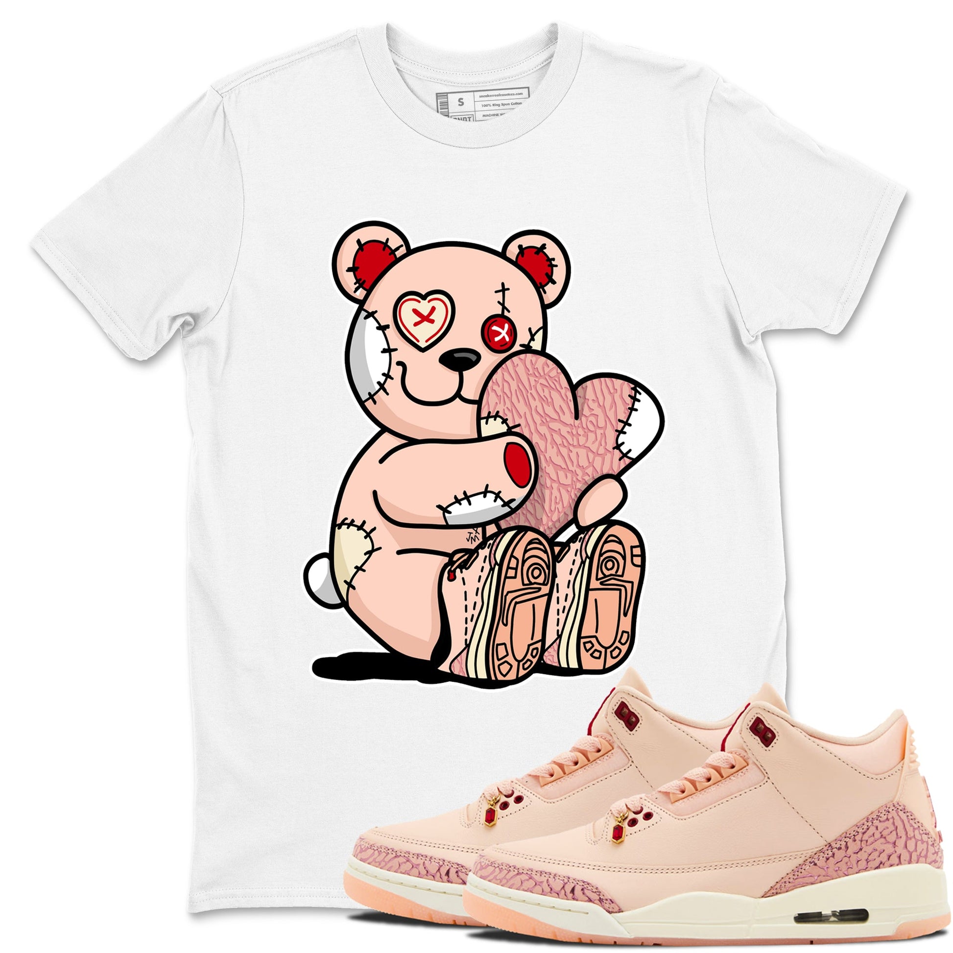 3s Valentines Day shirts to match jordans Hugging Bear best t shirts to wear with jordans Air Jordan 3 Valentines Day match shoes to clothes SNRT Sneaker Tees unisex cotton White 1 shirts