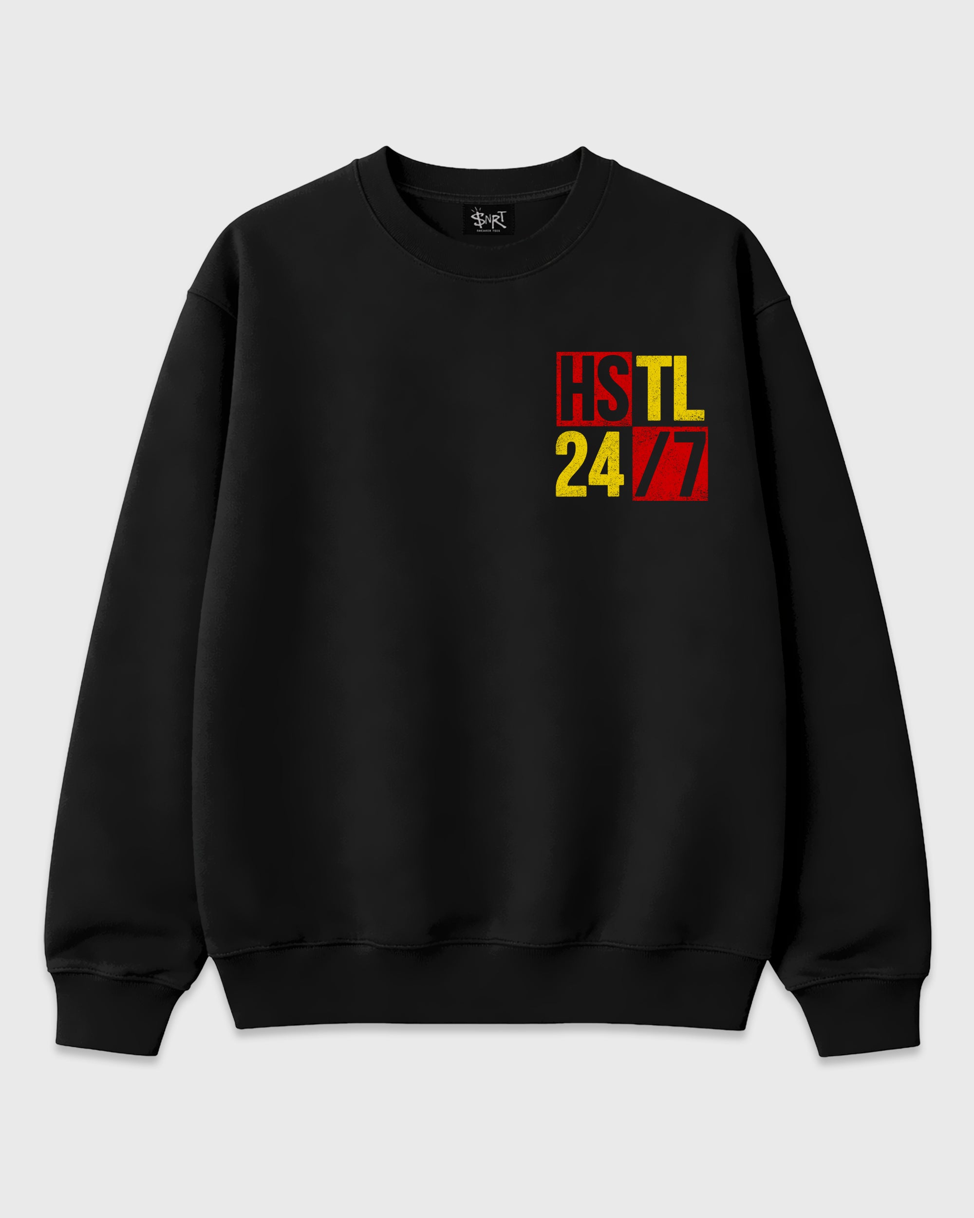 Hustle 247 Black Graphic Sweatshirt - 3, a graphic streetwear sweatshirt inspired by Air Jordan 40 "14" Challenge Red and ferrari sneakers for an easy coordinated sneaker fit.