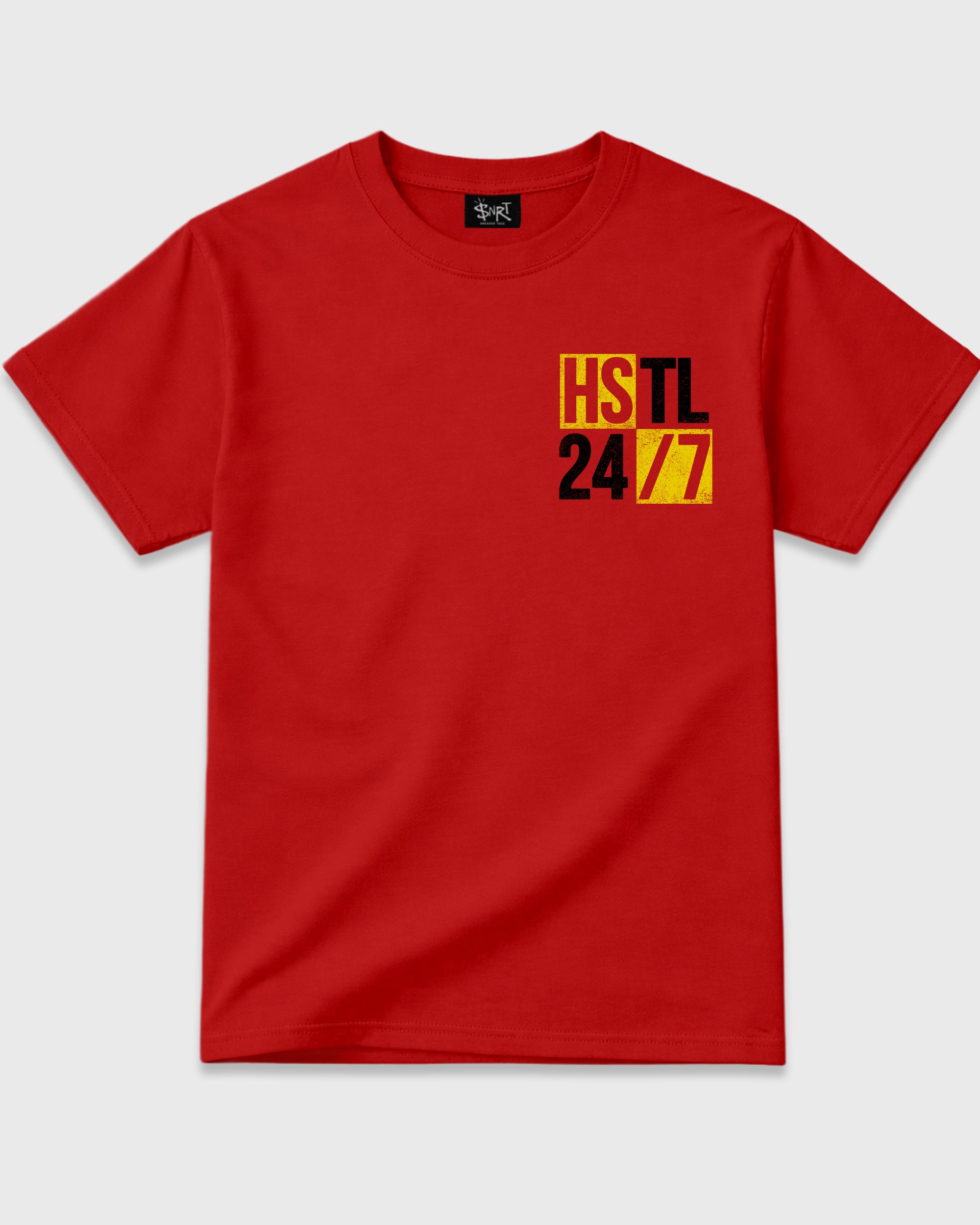 Hustle 247 Red Graphic T-Shirt - 3, sneaker matching shirt designed to pair with Air Jordan 40 "14" Challenge Red and ferrari sneakers for a coordinated streetwear outfit.