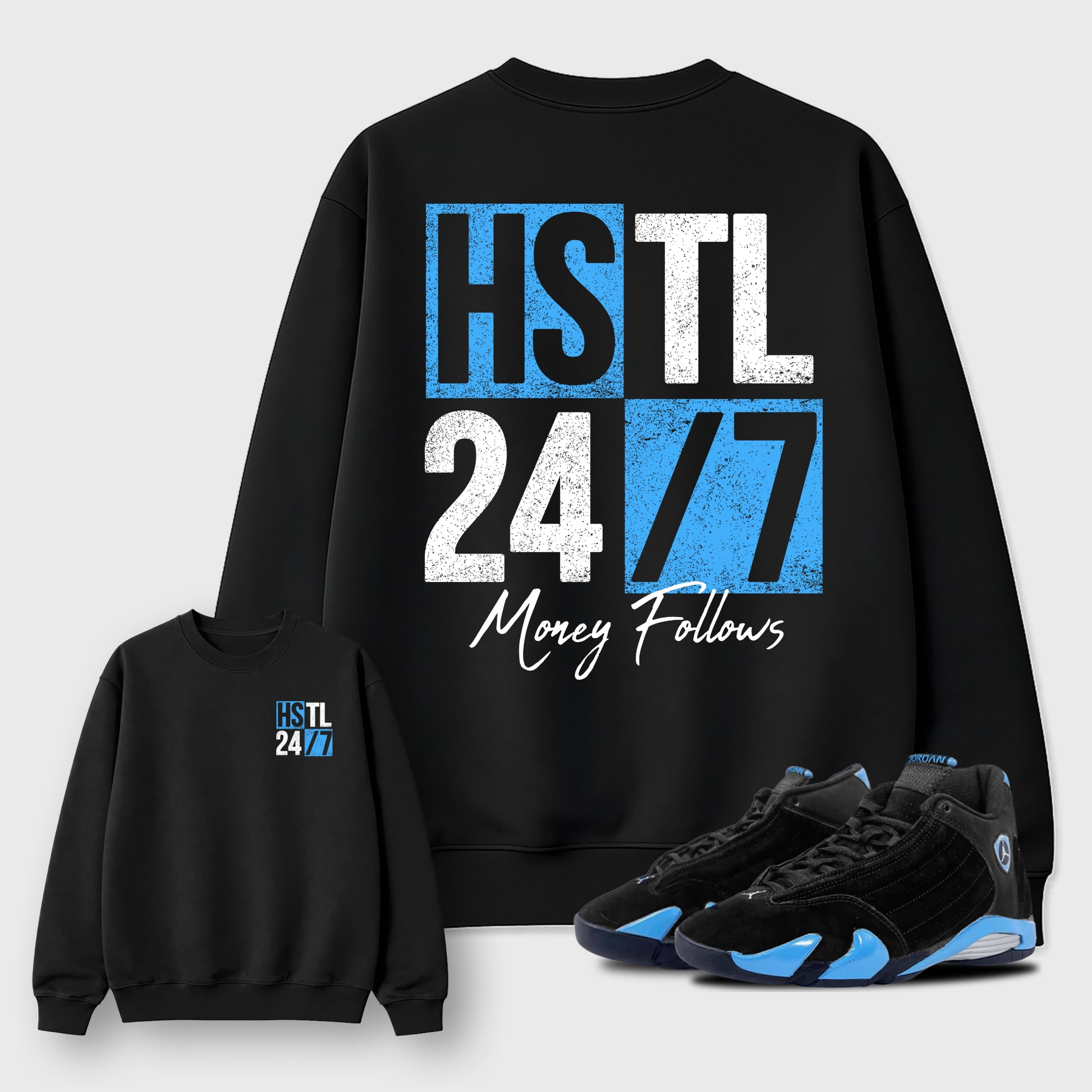 Hustle 247 sneaker match t-shirt styled to complete your fit with the sneakers, shown in Black.