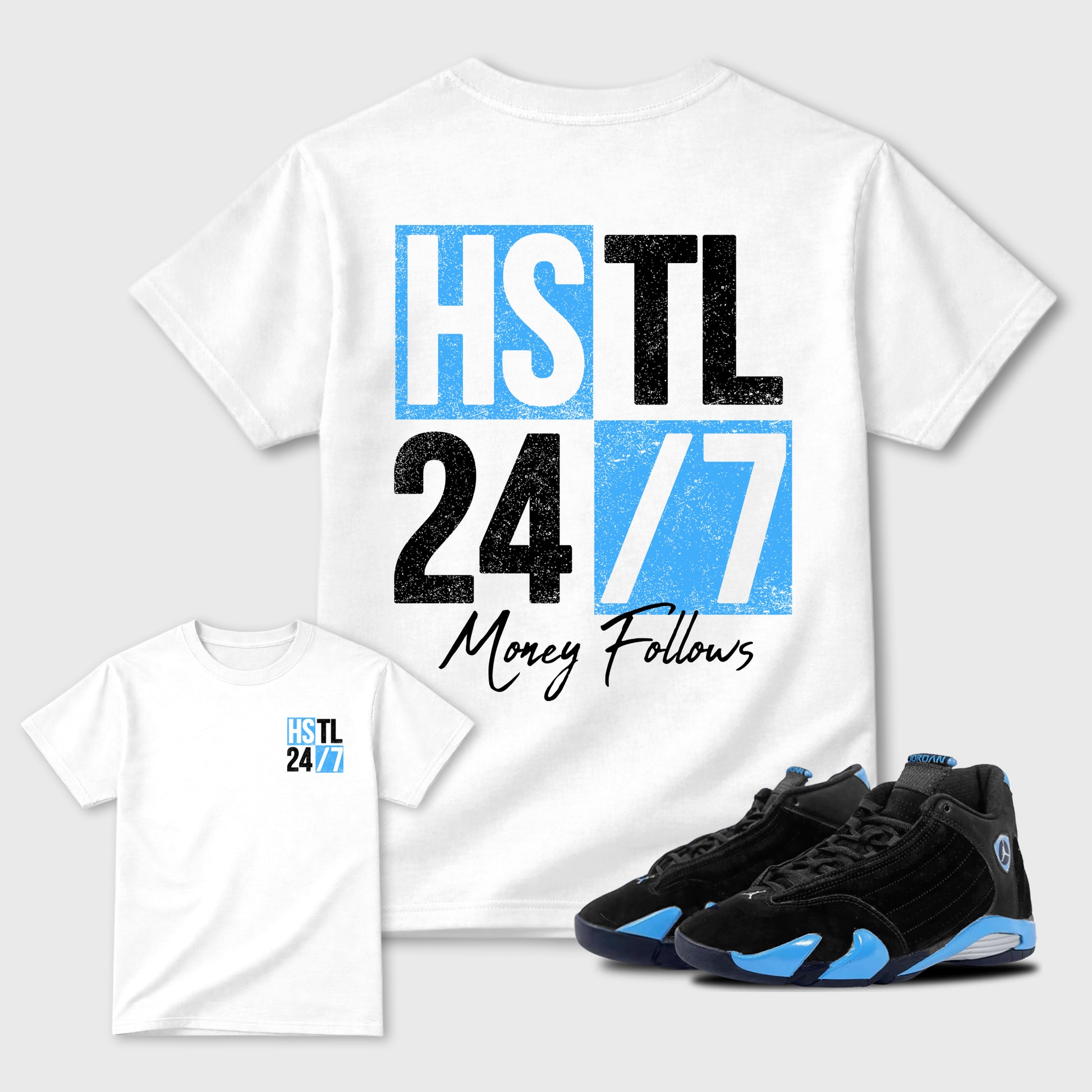 Hustle 247 sneaker match t-shirt styled to complete your fit with the sneakers, shown in White.