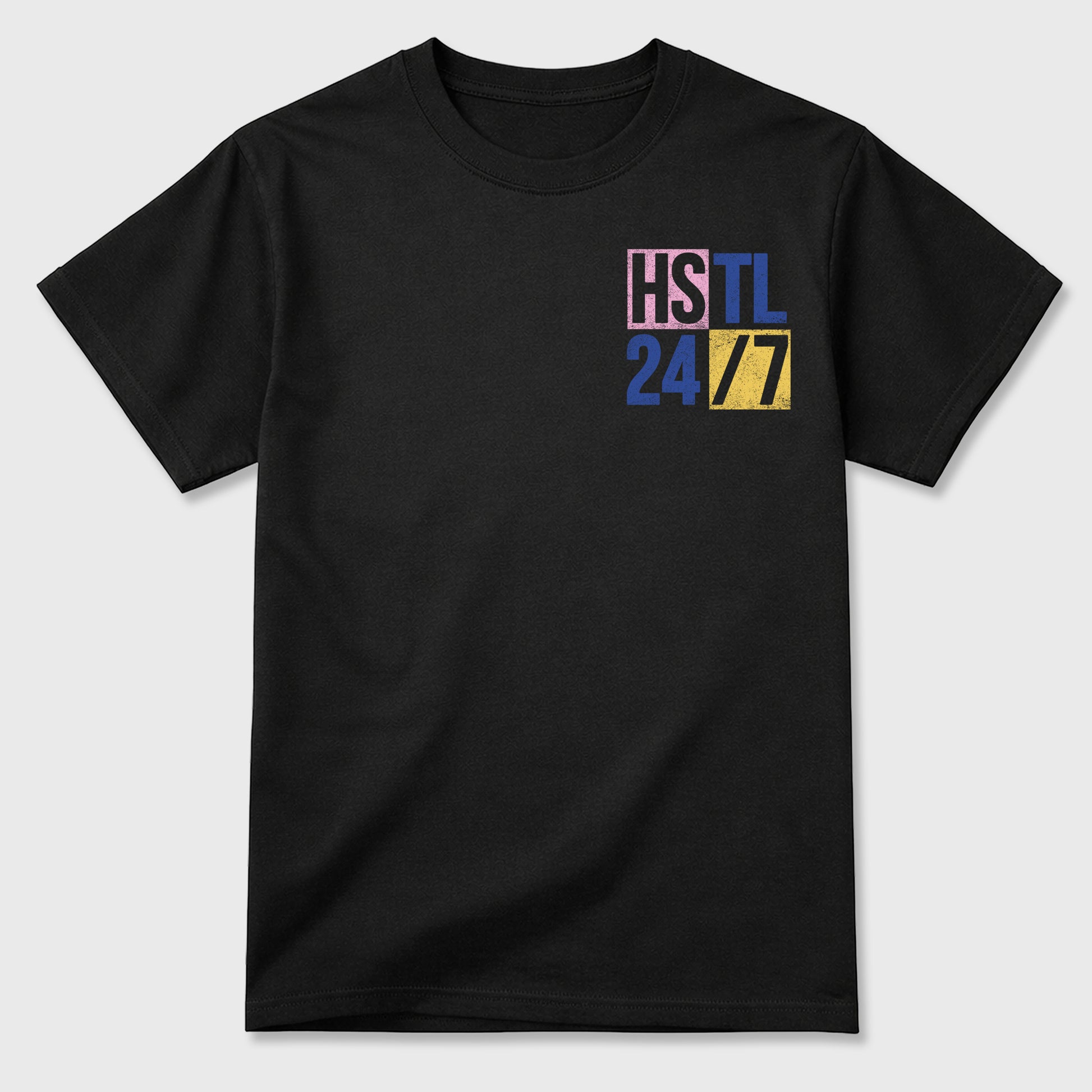 Hustle 247 Graphic T-Shirt sneaker match tee designed for the sneakers, featuring coordinated color options for a perfect streetwear match. Black shirt.