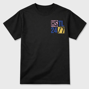 Hustle 247 Graphic T-Shirt sneaker match tee designed for the sneakers, featuring coordinated color options for a perfect streetwear match. Black shirt.