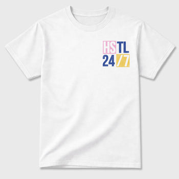 Hustle 247 Graphic T-Shirt sneaker match tee designed for the sneakers, featuring coordinated color options for a perfect streetwear match. White shirt.