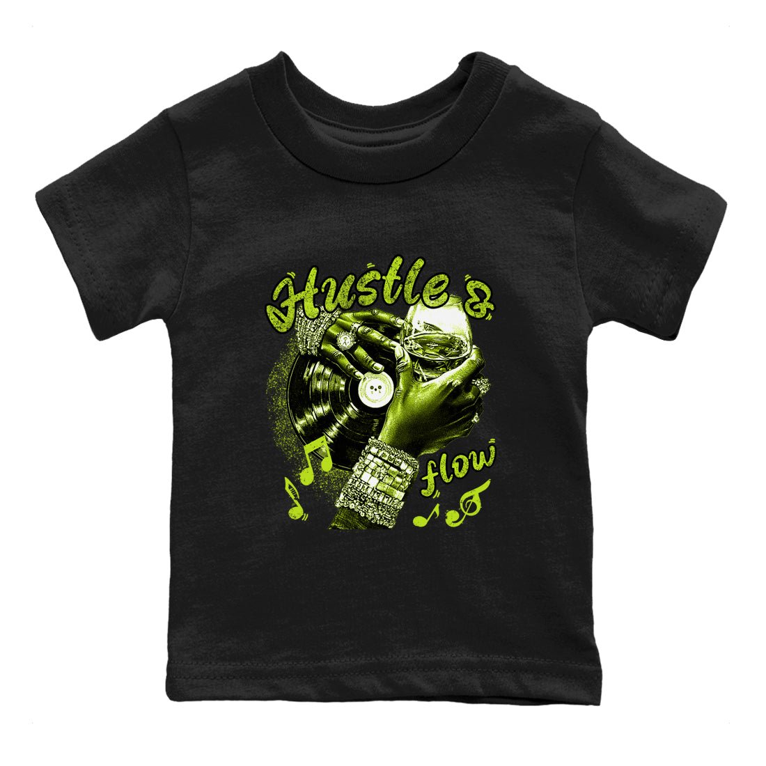 Foams One Black Volt best t shirts to wear with jordans Hustle and Flow sneaker match tees Air Foamposite One Black Volt match shoes to clothes SNRT Sneaker Tees Youth Baby Black 2 tee