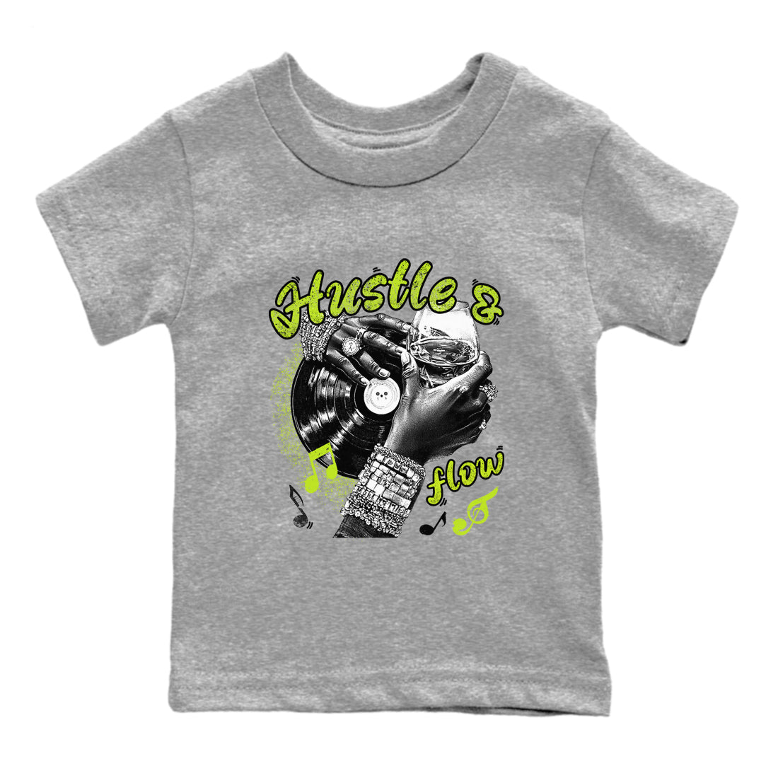 Foams One Black Volt best t shirts to wear with jordans Hustle and Flow sneaker match tees Air Foamposite One Black Volt match shoes to clothes SNRT Sneaker Tees Youth Baby Heather Grey 2 tee