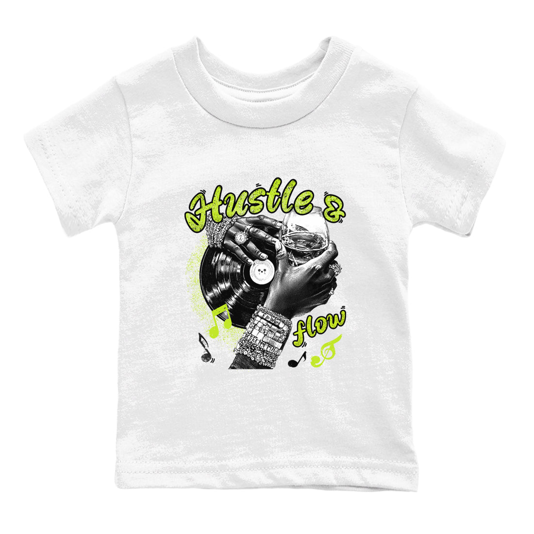 Foams One Black Volt best t shirts to wear with jordans Hustle and Flow sneaker match tees Air Foamposite One Black Volt match shoes to clothes SNRT Sneaker Tees Youth Baby White 2 tee