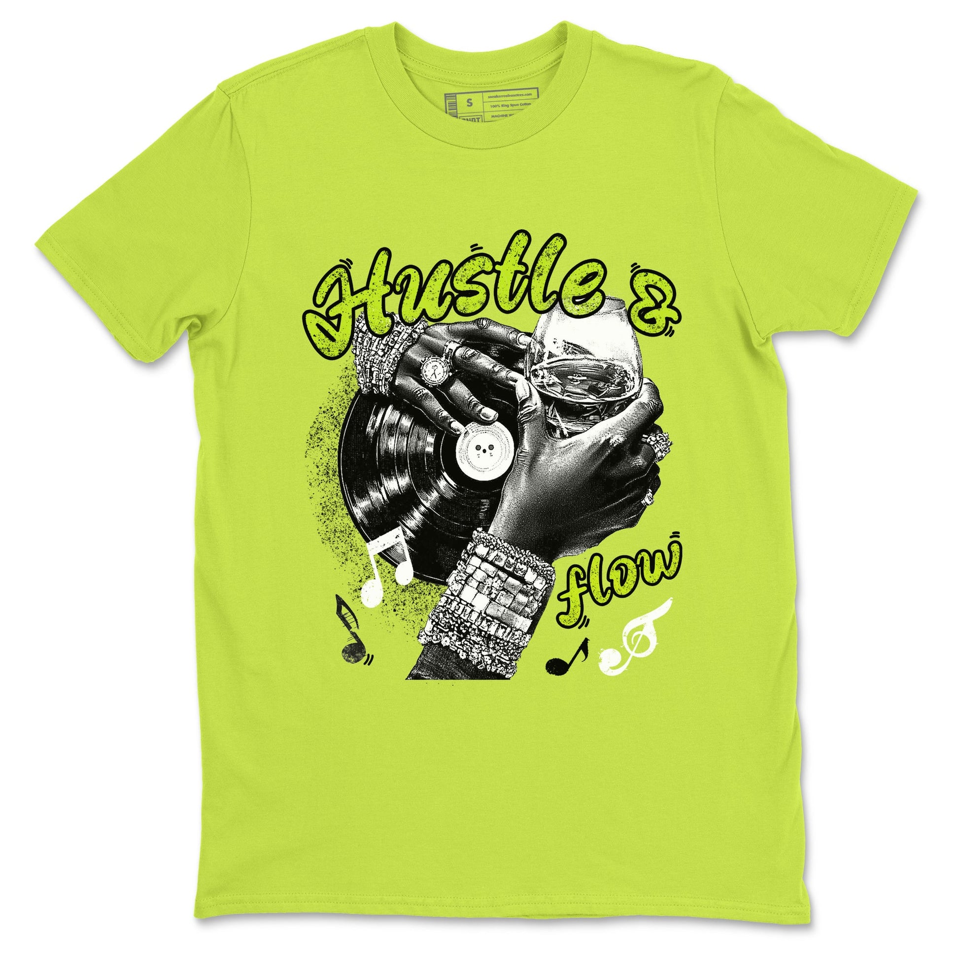 Foams One Black Volt best t shirts to wear with jordans Hustle and Flow sneaker match tees Air Foamposite One Black Volt match shoes to clothes SNRT Sneaker Tees unisex cotton Safety Green 2 shirts