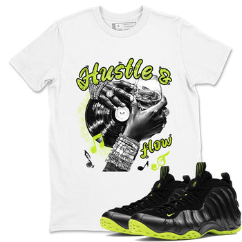 Foams One Black Volt best t shirts to wear with jordans Hustle and Flow sneaker match tees Air Foamposite One Black Volt match shoes to clothes SNRT Sneaker Tees unisex cotton White 1 shirts