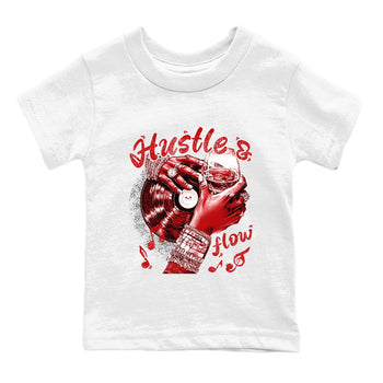 Hustle and Flow baby and kids t-shirt crafted for little sneakerheads to shine with the Air Force 1 University Red sneakers, displayed in White 2.