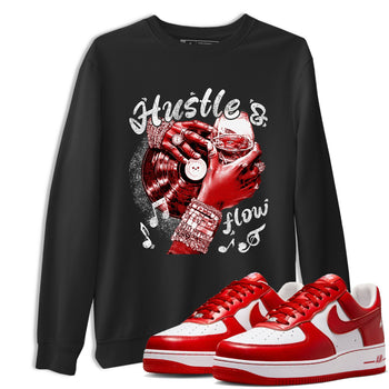 Hustle and Flow sneaker match t-shirt styled to complete your fit with the Air Force 1 University Red sneakers, shown in Black 1.