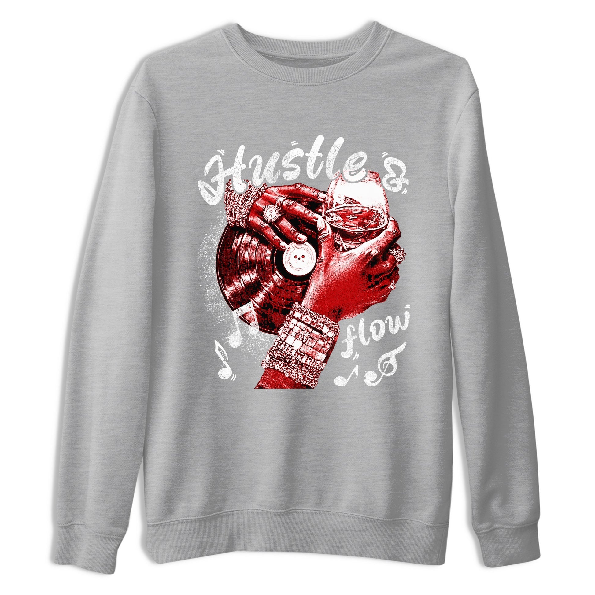 Hustle and Flow sneaker match t-shirt styled to complete your fit with the Air Force 1 University Red sneakers, shown in Heather Grey 2.