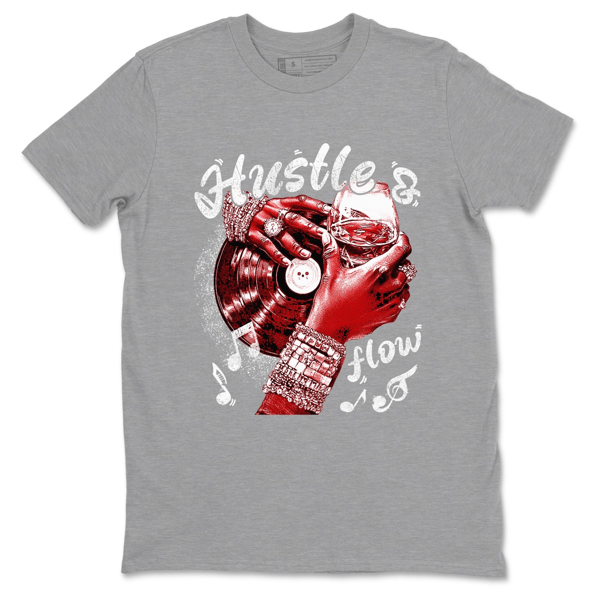 Hustle and Flow sneaker match t-shirt styled to complete your fit with the Air Force 1 University Red sneakers, shown in Heather Grey 2.