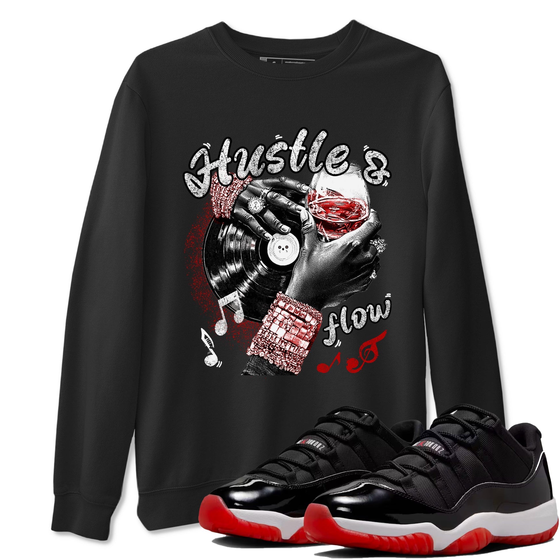 11s Bred shirts to match jordans Hustle and Flow sneaker match tees Air Jordan 11 Retro Bred match shoes to clothes SNRT Sneaker Tees unisex cotton Black 1 shirts
