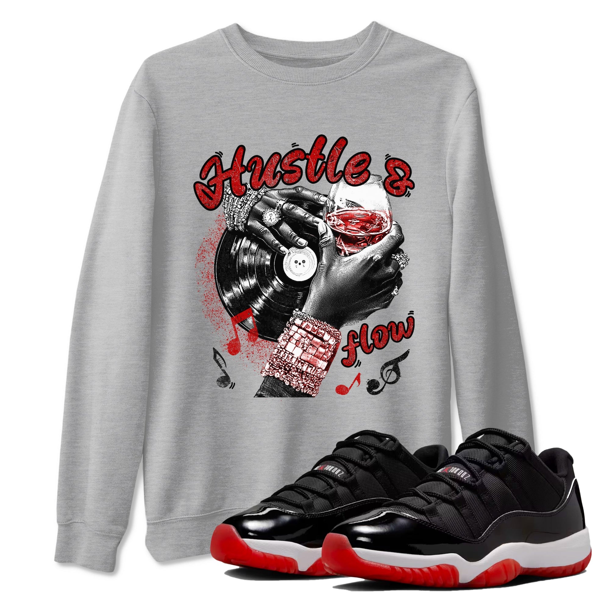 11s Bred shirts to match jordans Hustle and Flow sneaker match tees Air Jordan 11 Retro Bred match shoes to clothes SNRT Sneaker Tees unisex cotton Heather Grey 1 shirts