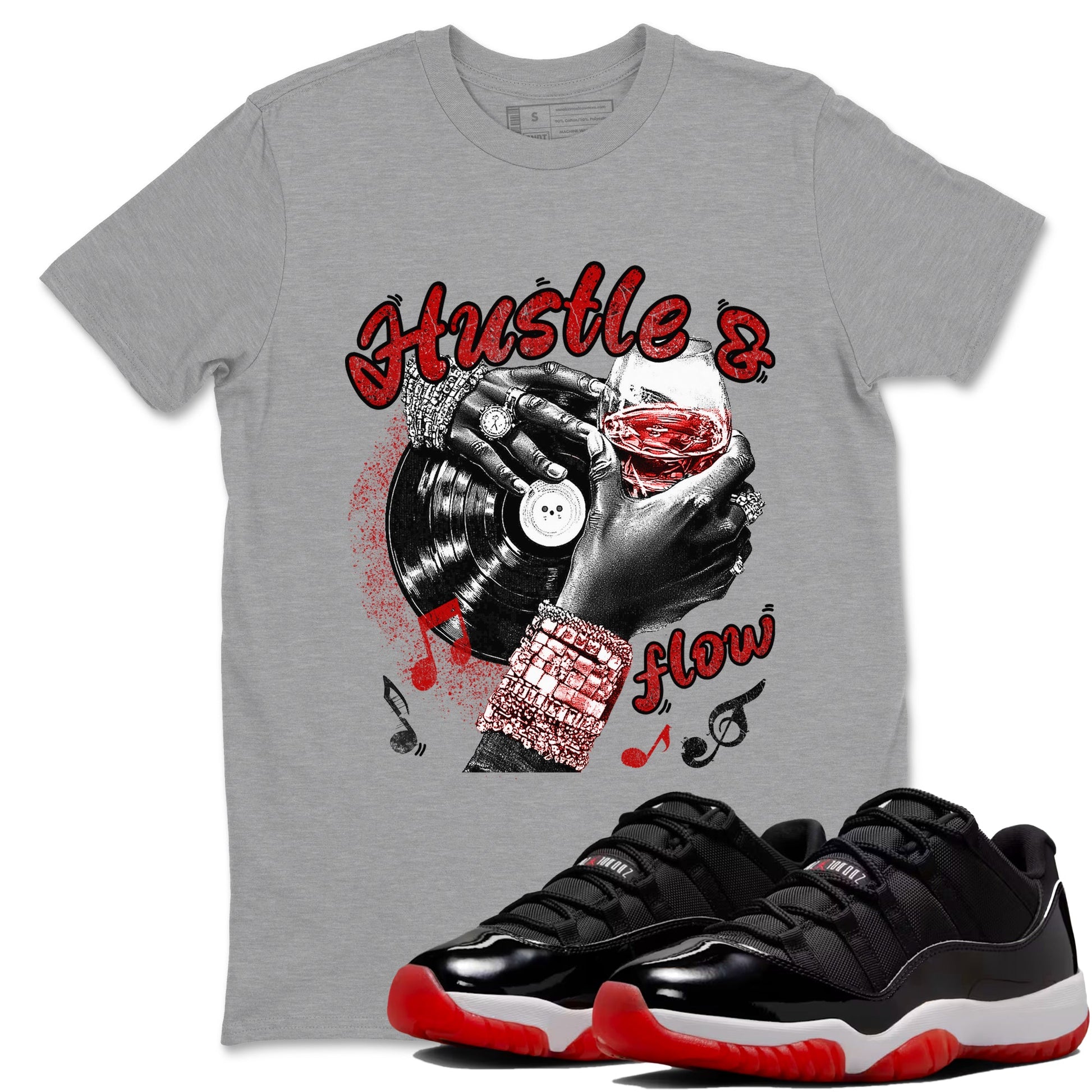 11s Bred shirts to match jordans Hustle and Flow sneaker match tees Air Jordan 11 Retro Bred match shoes to clothes SNRT Sneaker Tees unisex cotton Heather Grey 1 shirts
