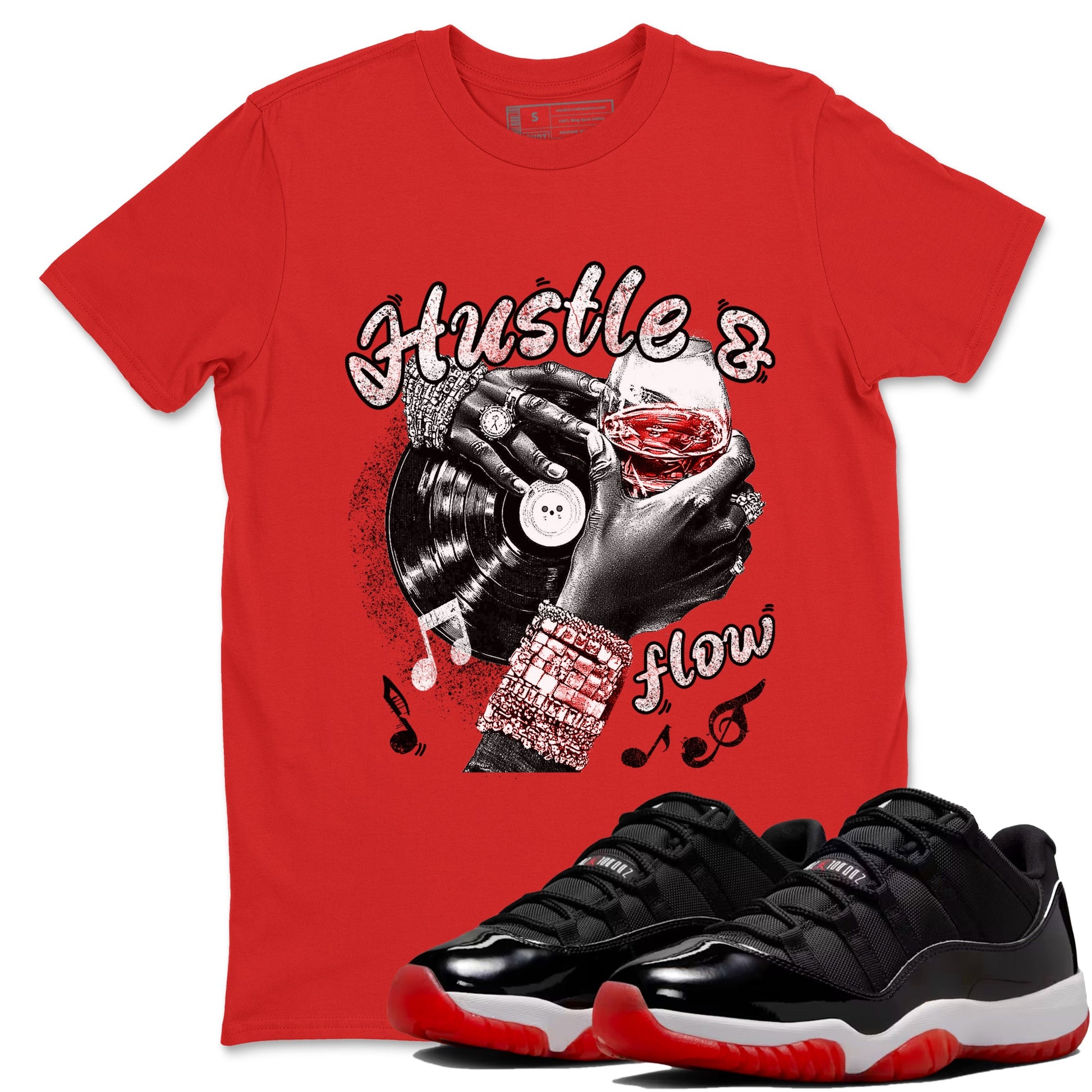 11s Bred shirts to match jordans Hustle and Flow sneaker match tees Air Jordan 11 Retro Bred match shoes to clothes SNRT Sneaker Tees unisex cotton Red 1 shirts