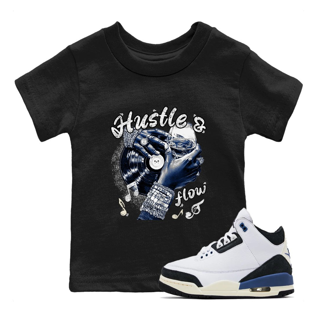 3s For The Love to match jordans Hustle and Flow sneaker match tees A Ma Maniere For The Love match shoes to clothes SNRT Sneaker Tees Youth Baby Black 1 tee