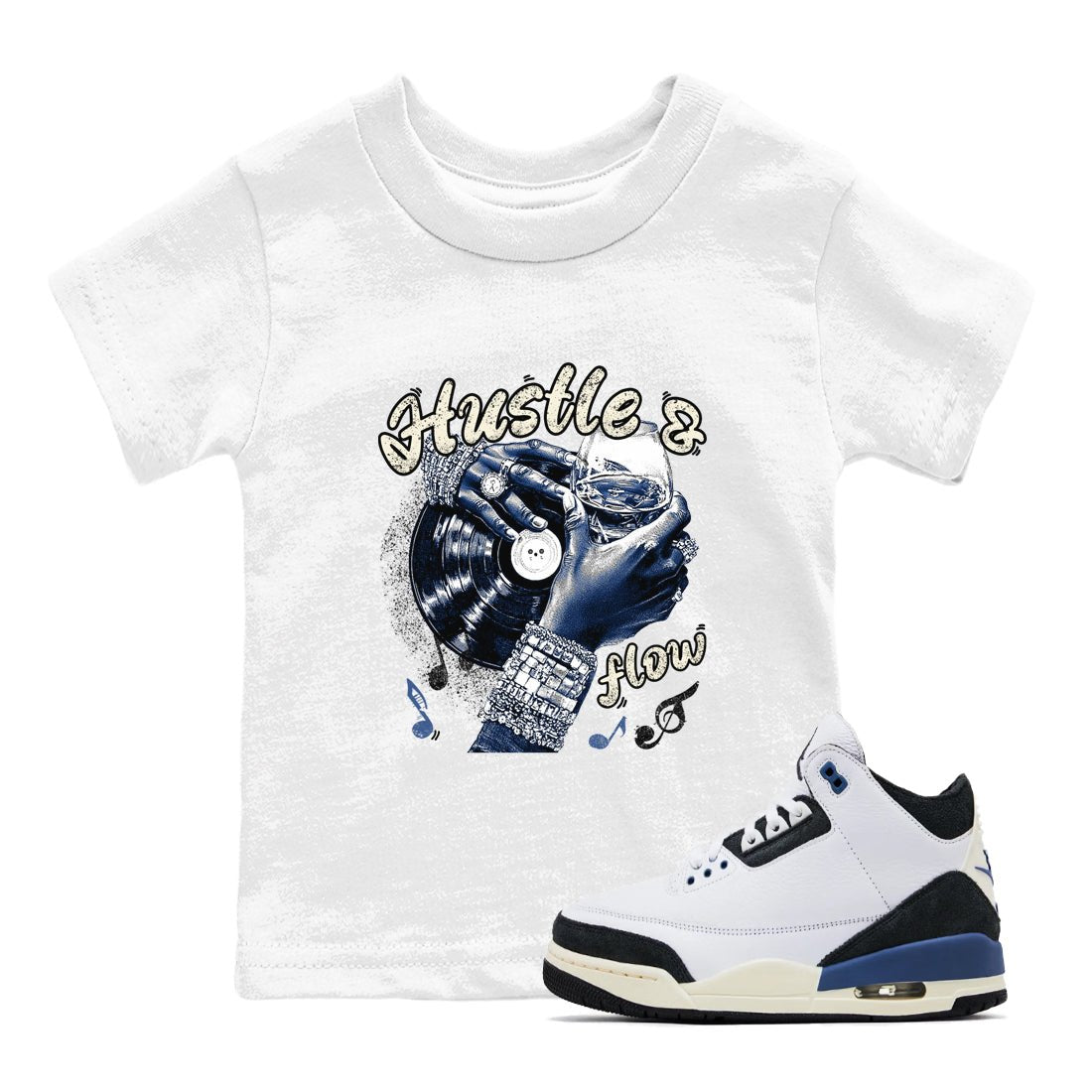 3s For The Love to match jordans Hustle and Flow sneaker match tees A Ma Maniere For The Love match shoes to clothes SNRT Sneaker Tees Youth Baby White 1 tee
