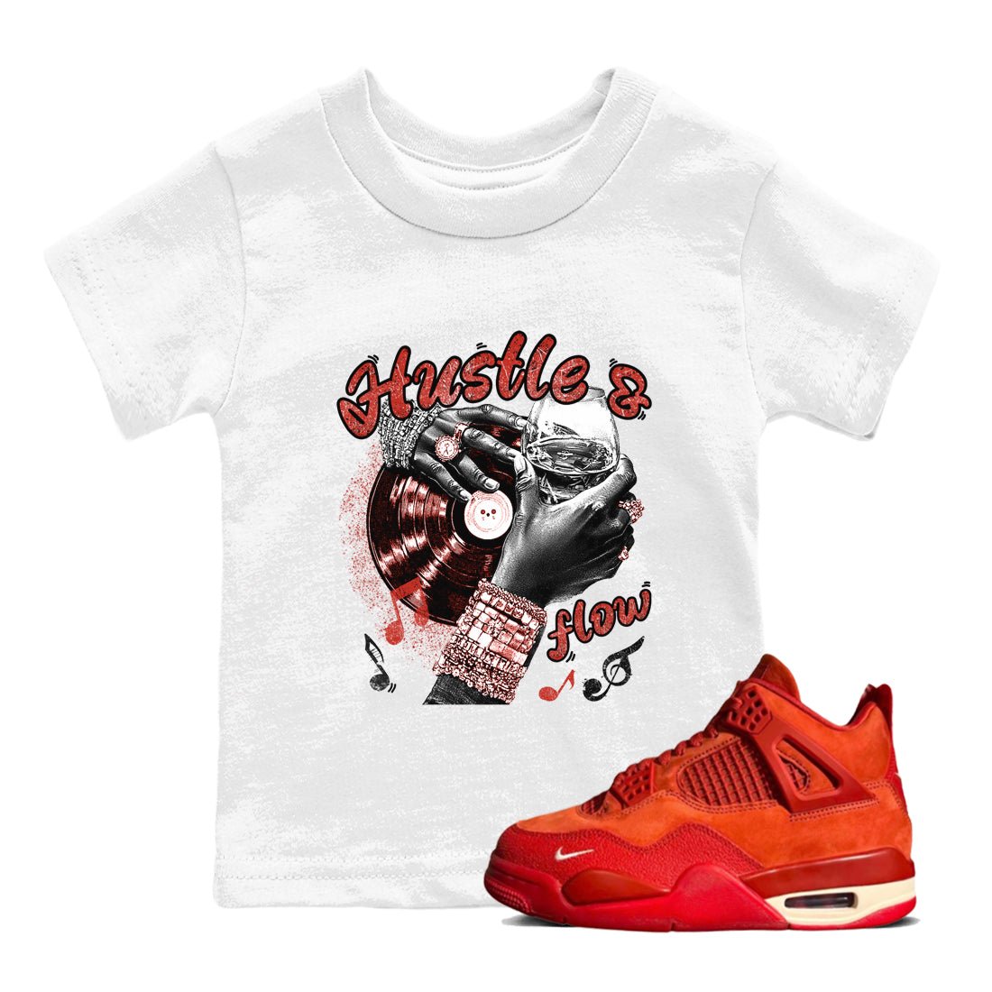 4s Brick By Brick best t shirts to wear with jordans Hustle and Flow sneaker match tees Nigel Sylvester x Air Jordan 4 Brick by Brick match shoes to clothes SNRT Sneaker Tees Youth Baby White 1 tee