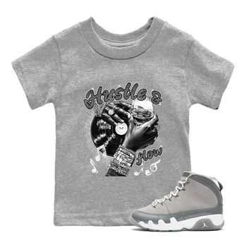 9s Cool Grey best t shirts to wear with jordans Hustle and Flow sneaker match tees Air Jordan 9 Retro Cool Grey match shoes to clothes SNRT Sneaker Tees Youth Baby Heather Grey 1 tee