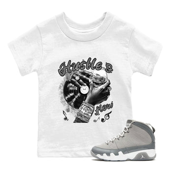 9s Cool Grey best t shirts to wear with jordans Hustle and Flow sneaker match tees Air Jordan 9 Retro Cool Grey match shoes to clothes SNRT Sneaker Tees Youth Baby White 1 tee