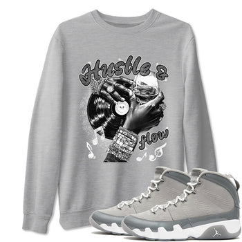 9s Cool Grey best t shirts to wear with jordans Hustle and Flow sneaker match tees Air Jordan 9 Retro Cool Grey match shoes to clothes SNRT Sneaker Tees unisex cotton Heather Grey 1 shirts