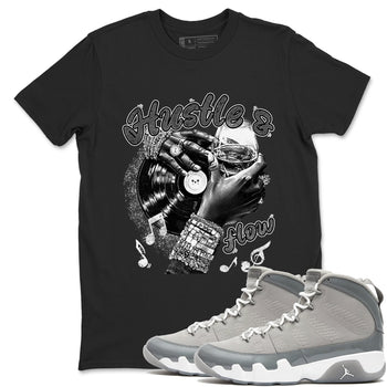 9s Cool Grey best t shirts to wear with jordans Hustle and Flow sneaker match tees Air Jordan 9 Retro Cool Grey match shoes to clothes SNRT Sneaker Tees unisex cotton Black 1 shirts